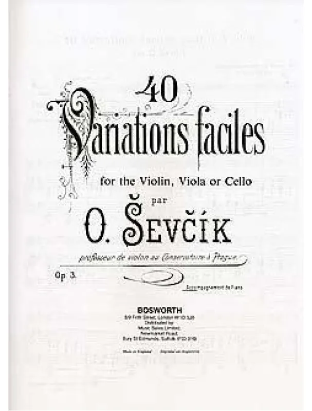 Nízká Cena Ševčík Violin Studies 40 Variations Piano Accompaniment (noty na klavír)