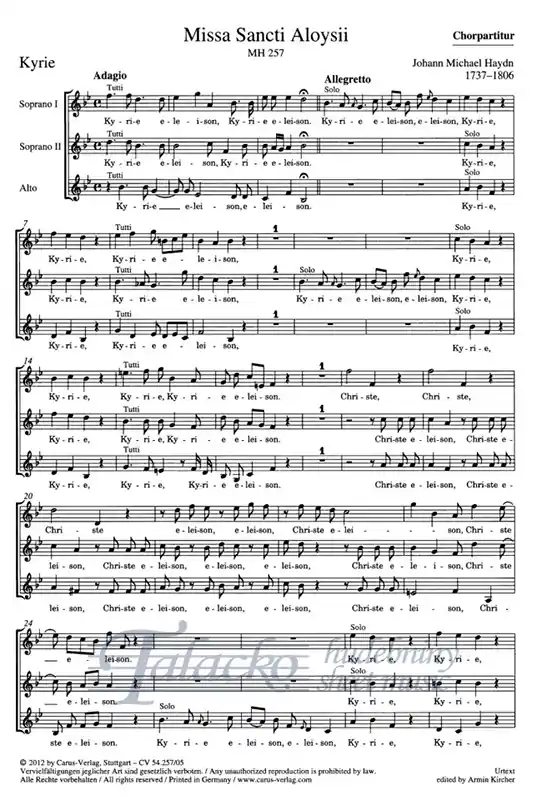 Must-Have Missa Sancti Aloysii MH 257 - vocal score SSA