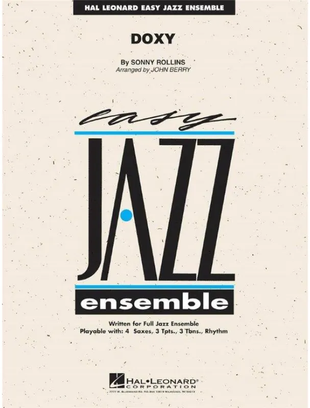 Autentický Sonny Rollins Doxy (snadné noty pro jazzový orchestr, party, partitura)