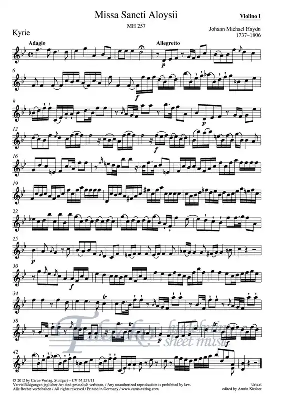 Must-Have Missa Sancti Aloysii MH 257 - part - violin 1