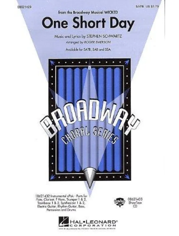 Cenová Bomba Stephen Schwartz One Short Day (Wicked) (noty na sborový zpěv SATB, klavír) - SADA 5 ks