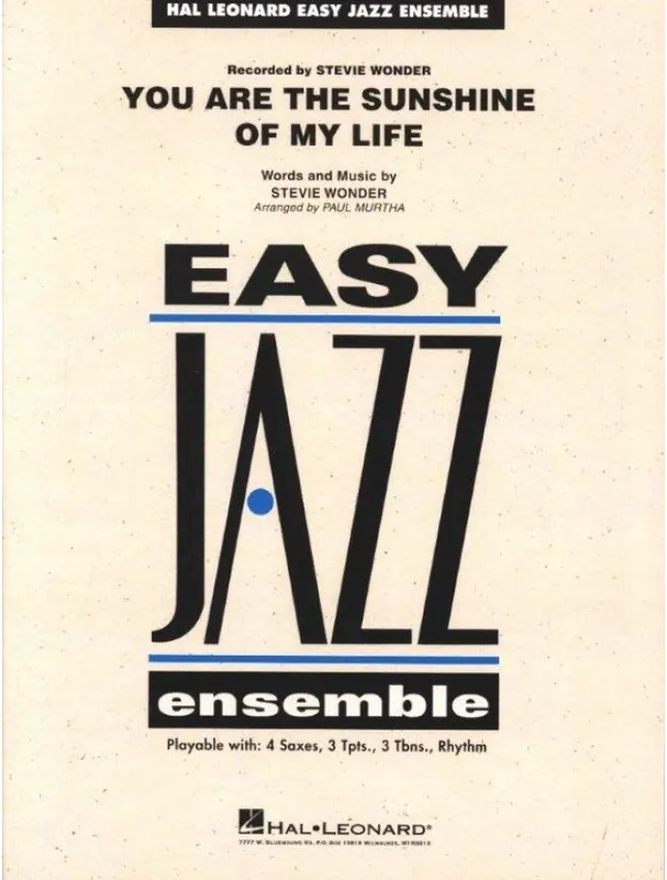 Stevie Wonder You Are the Sunshine of My Life (noty pro snadný jazzový orchestr, party, partitura) Kup Teď