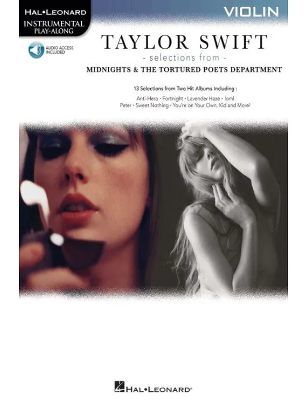 Ověřený Taylor Swift Selections from Midnights & The Tortured Poets Department (noty na housle)(+audio)