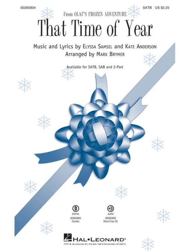 Oblíbený That Time of Year from Olaf‘s Frozen Adventure (noty na sborový zpěv, SATB) - SADA 5 ks