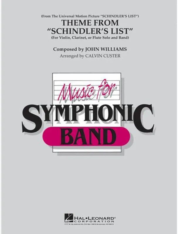 Oblíbený Theme from Schindler‘s List (noty pro příčnou flétnu, koncertní orchestr, party, partitura)
