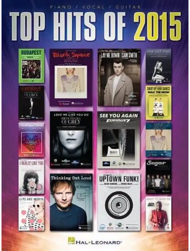 Top Hits Of 2015 (noty na klavír, zpěv, akordy na kytaru) Expresní Doručení