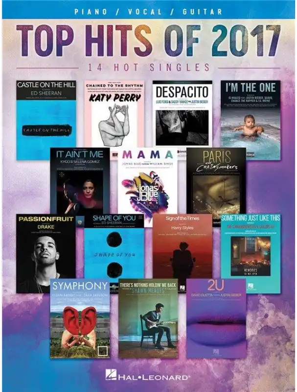 Top Hits Of 2017 (European Edition) (noty na klavír, zpěv, akordy na kytaru) Zlevněný