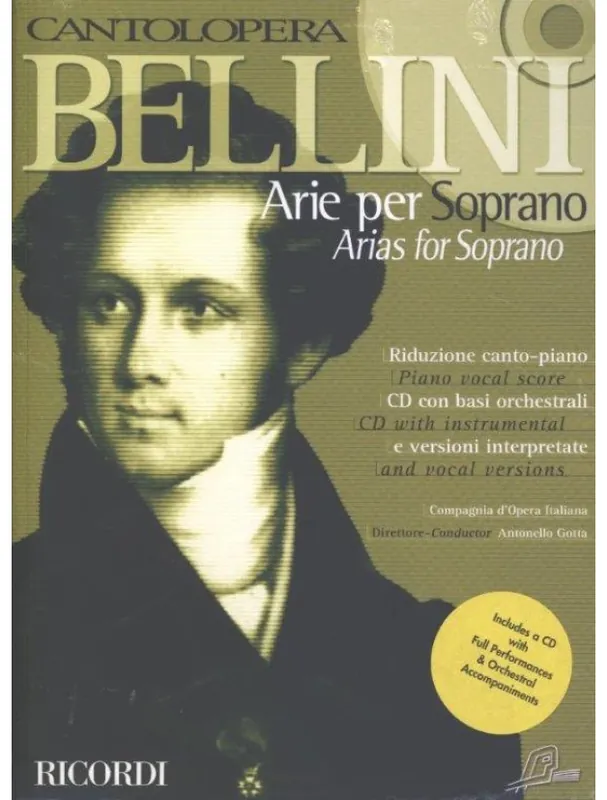 Odeslání Ihned Vincenzo Bellini Cantolopera - Bellini Arias for Soprano (noty na klavír, zpěv)(+audio)