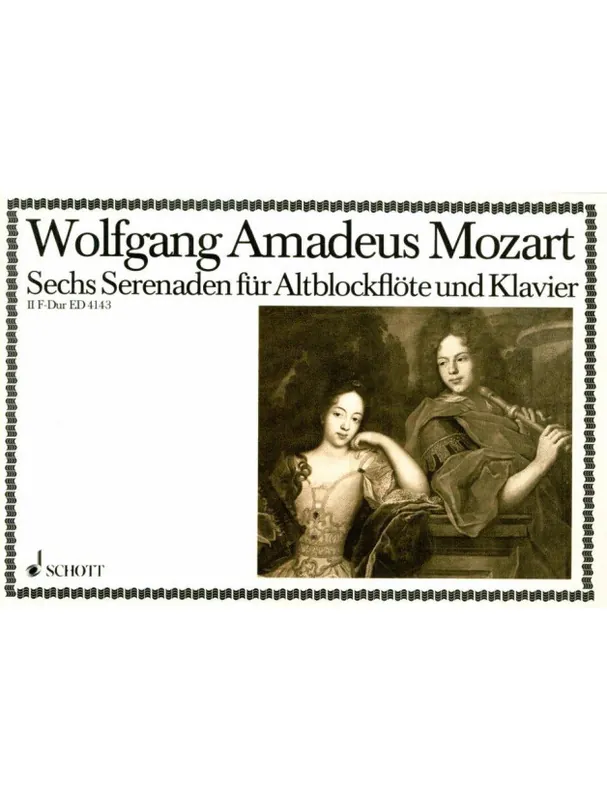 W.A. Mozart 6 Serenaden 2 in F-Dur (noty na zobcovou flétnu, klavír) Levný