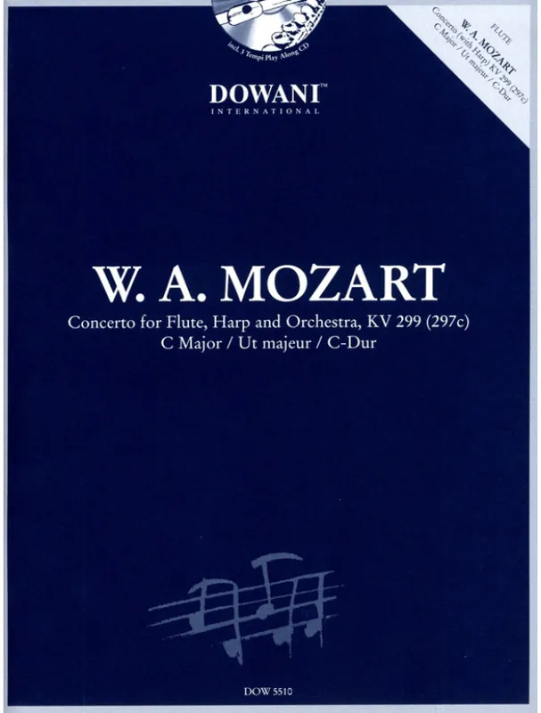 Odeslání Ihned W.A. Mozart Concert KV 299 (noty na příčnou flétnu, harfu, klavír) (+audio)