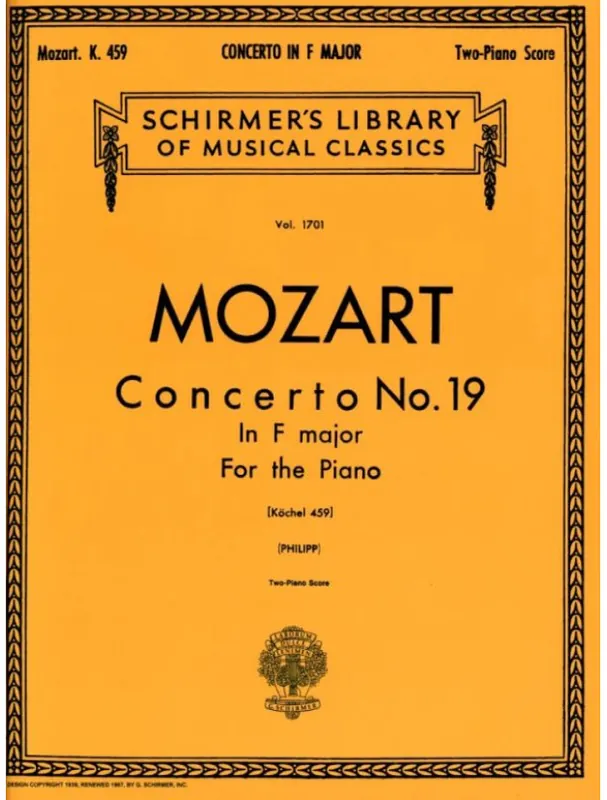 Aktuální W.A. Mozart Concerto No. 19 in F, K.459 (noty na čtyřruční klavír)