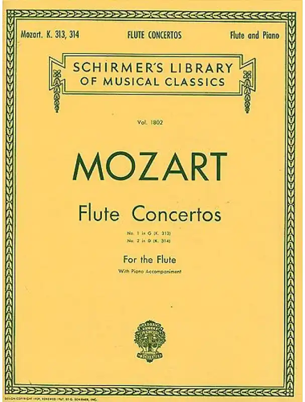 W.A. Mozart Flute Concertos No. 1 In G (K.313) And No. 2 In D (K.314) (noty, příčná flétna, klavír) Dokud Zásoby Vydrží