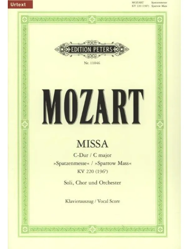 Sleva W.A. Mozart Missa Brevis In C K220 ‘Sparrow Mass‘ (noty na klavír, sborový zpěv)