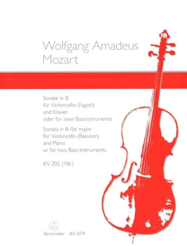 W.A. Mozart Sonata according K. 292/196c in B-flat major (noty na violoncello, klavír) Top Prodej