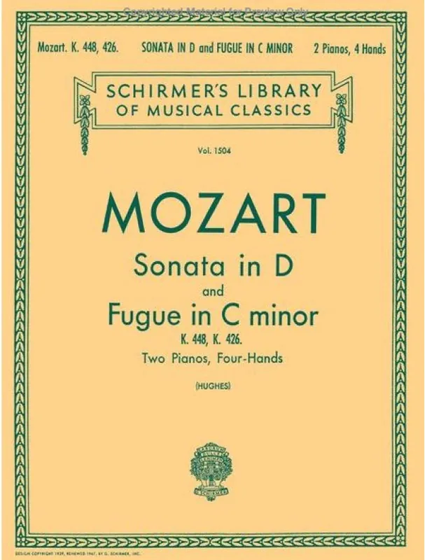 W.A. Mozart Sonata In D (K.448)/Fugue In C Minor (K.426)- 2 Pianos (noty, dva klavíry) Nejprodávanější