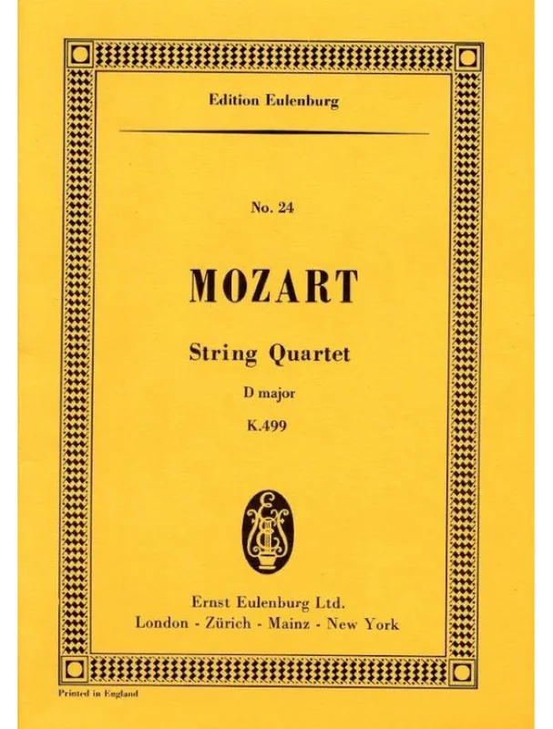 Levný W.A. Mozart String Quartet In D Major K 499 (noty, partitura)