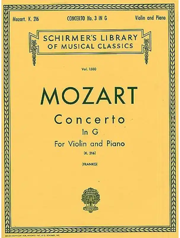 Cenová Bomba W.A. Mozart Violin Concerto No.3 In G K.216 (Violin/Piano) (noty, housle, klavír)