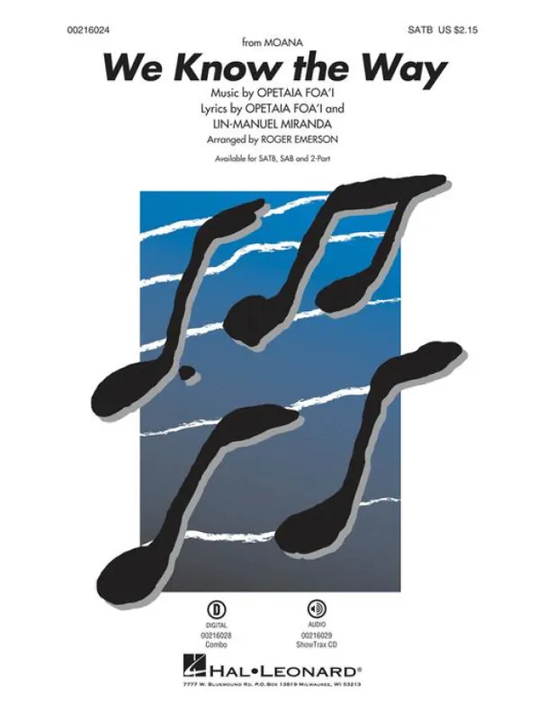 We Know the Way from Moana (noty na sborový zpěv, SATB) - SADA 5 ks Hit Sezóny