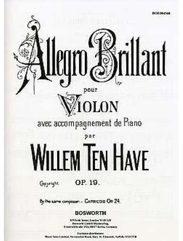 Nejprodávanější Willem Ten Have Allegro Brillante Op.19 (noty na housle, klavír)