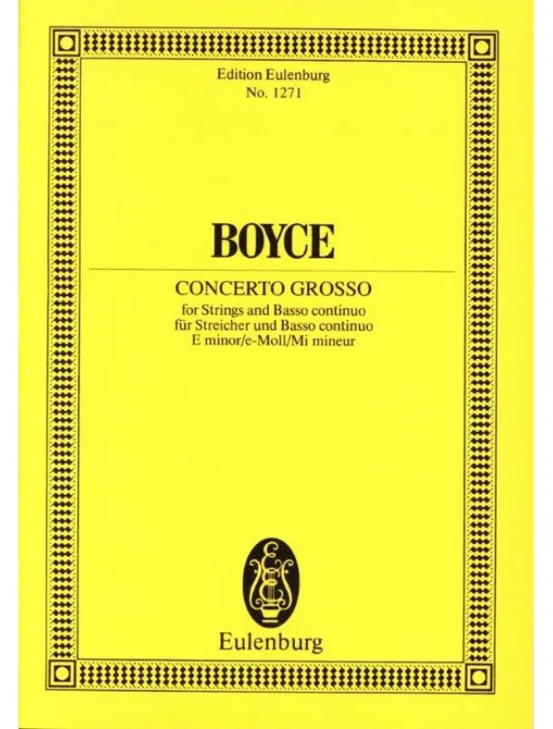 William Boyce Concerto grosso E minor (noty, partitura) Akce