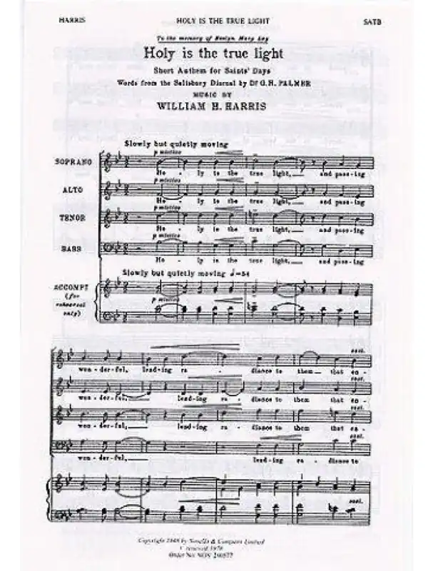 William H. Harris Holy Is The True Light (noty na sborový zpěv SATB) - SADA 5 ks Značkový