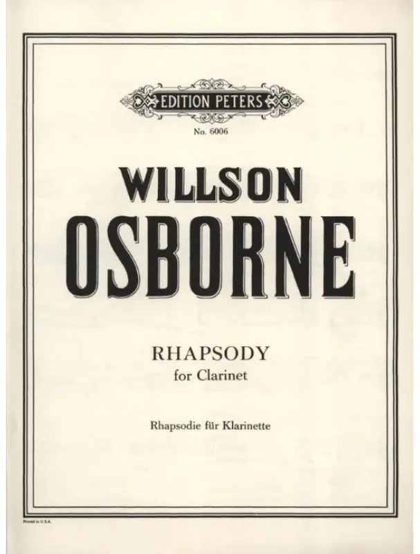 Objednat Nyní Willson Osborne Rhapsody (noty na klarinet)
