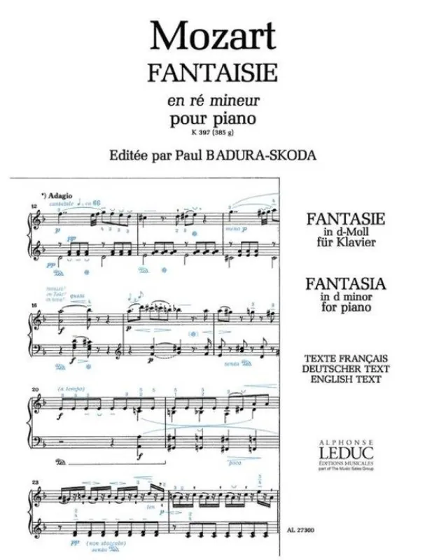 Akce Wolfgang Amadeus Mozart Fantaisie No.3, K397 in D minor (noty na klavír)