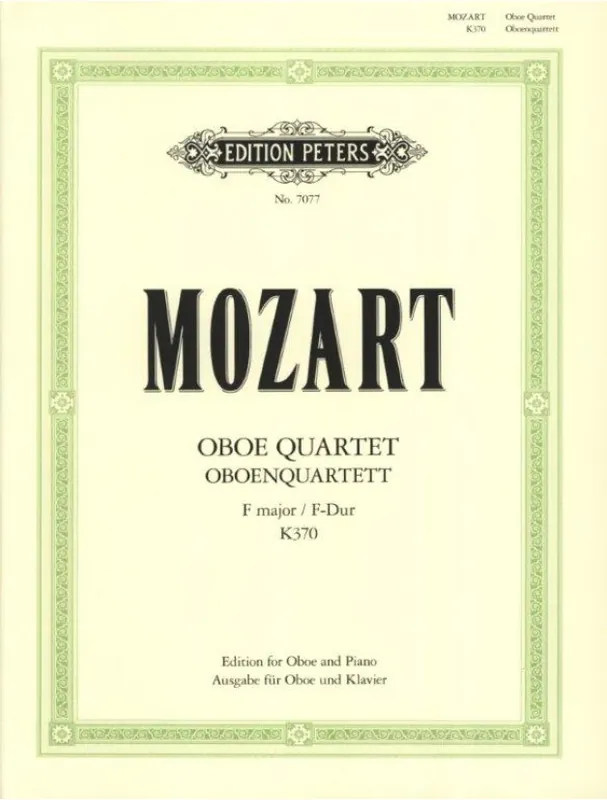 Wolfgang Amadeus Mozart Oboe Quartet in F major K.370 (noty na hoboj, klavír) Tovární Cena