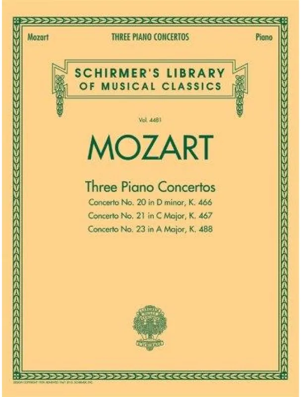 Nejlepší Volba Wolfgang Amadeus Mozart Three Piano Concertos (noty na čtyřruční klavír)