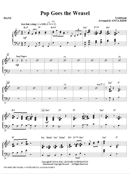 Pop Goes The Weasel - Piano Poslední Šance