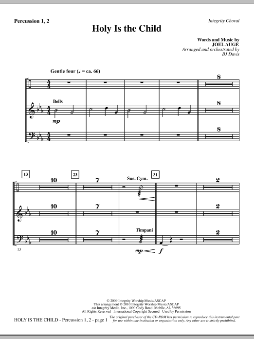 Vysoce Kvalitní Holy Is The Child - Percussion 1 & 2