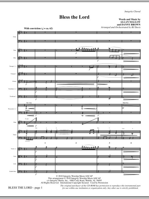 Bezpečná Platba Bless The Lord - Full Score