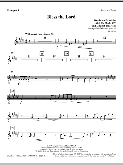 Bless The Lord - Trumpet 3 Super Cena