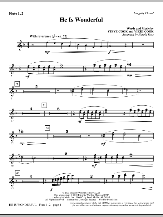 He Is Wonderful - Flute 1 & 2 Must-Have