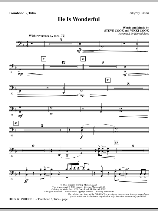 He Is Wonderful - Trombone 3/Tuba Výprodej