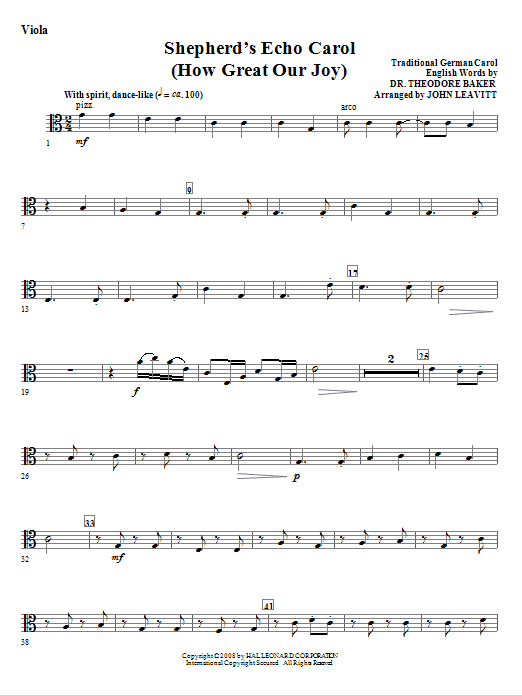 Shepherd‘s Echo Carol (How Great Our Joy) - Viola Must-Have
