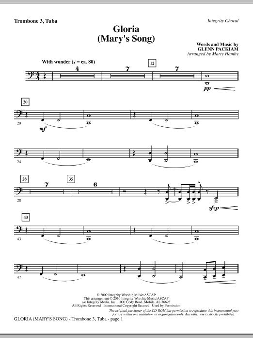 Cenově Výhodný Gloria (Mary‘s Song) - Trombone 3/Tuba