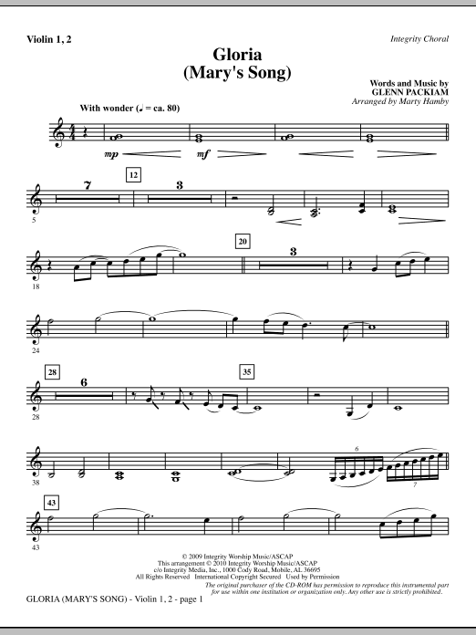 Zlevněný Gloria (Mary‘s Song) - Violin 1, 2