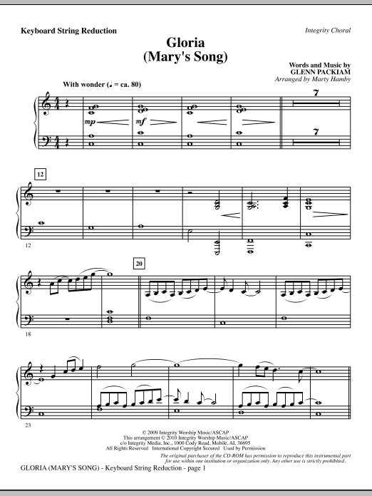 Akční Nabídka Gloria (Mary‘s Song) - Keyboard String Reduction