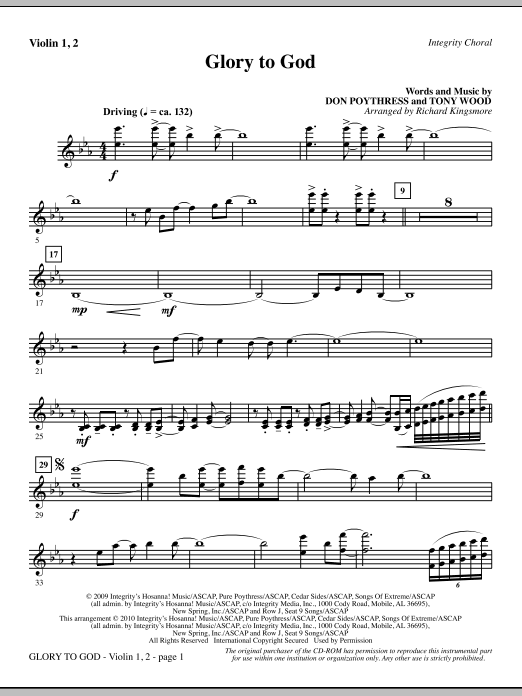 Glory To God - Violin 1, 2 Zlevněný