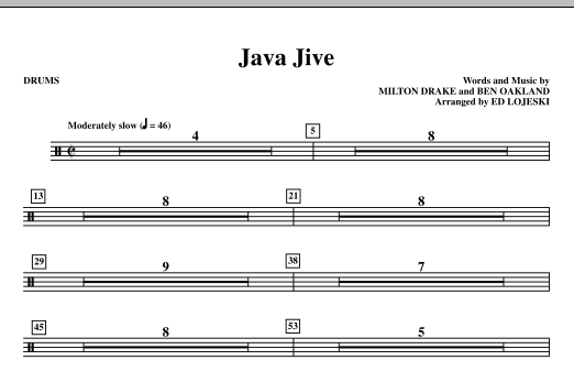 Java Jive (TTBB Octavo Accompaniment Parts) - Drums Cenový Hit