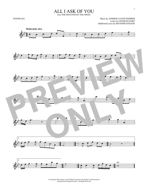 Přímo Od Výrobce All I Ask Of You (from The Phantom Of The Opera)