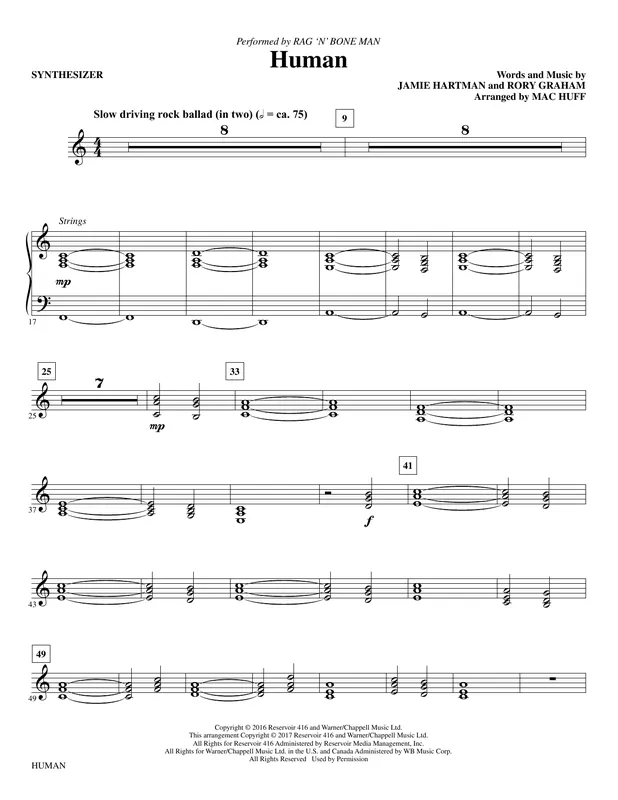 Akční Cena Human (arr. Mac Huff) - Synthesizer