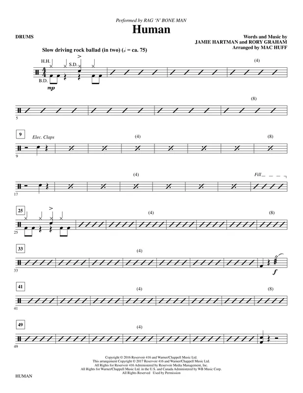 Časově Omezené Human (arr. Mac Huff) - Drums