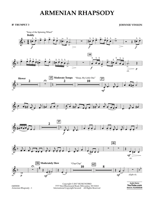 Vysoce Kvalitní Armenian Rhapsody - Bb Trumpet 3
