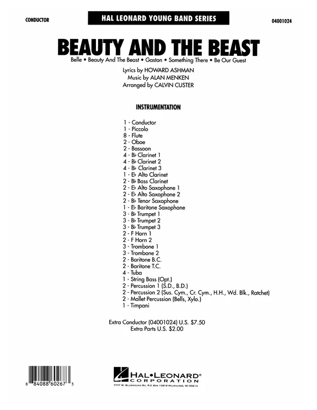 Beauty and the Beast (Medley) - Full Score Originální