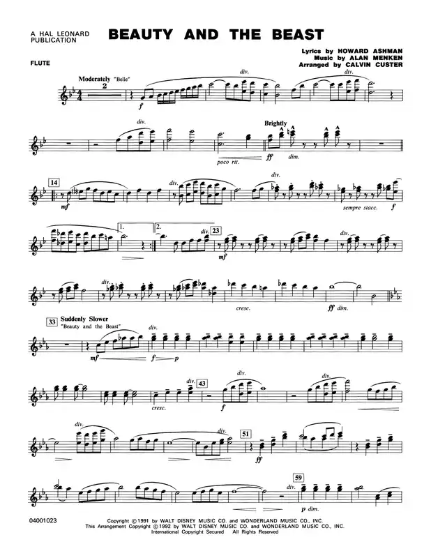 Beauty and the Beast (Medley) - Flute Finální Výprodej