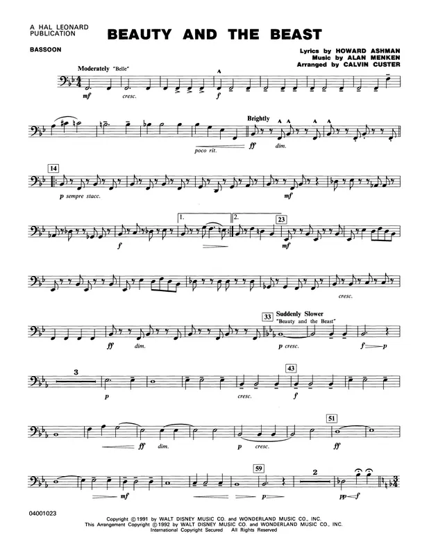 Aktuální Beauty and the Beast (Medley) - Bassoon