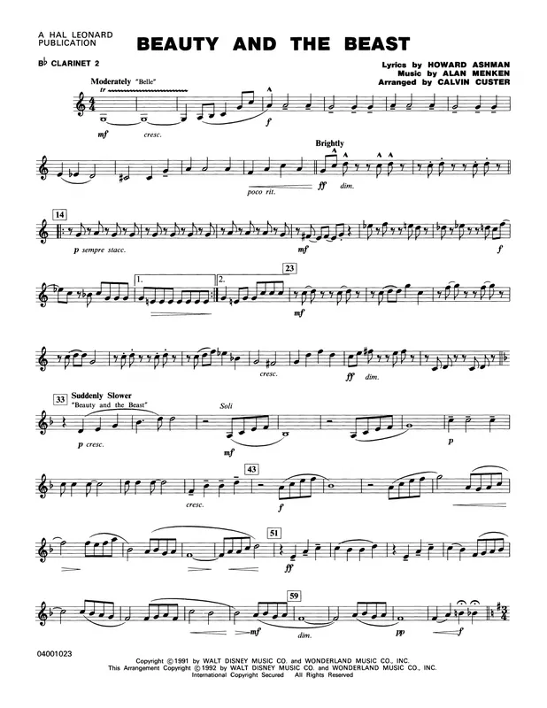 Beauty and the Beast (Medley) - Bb Clarinet 2 Časově Omezené
