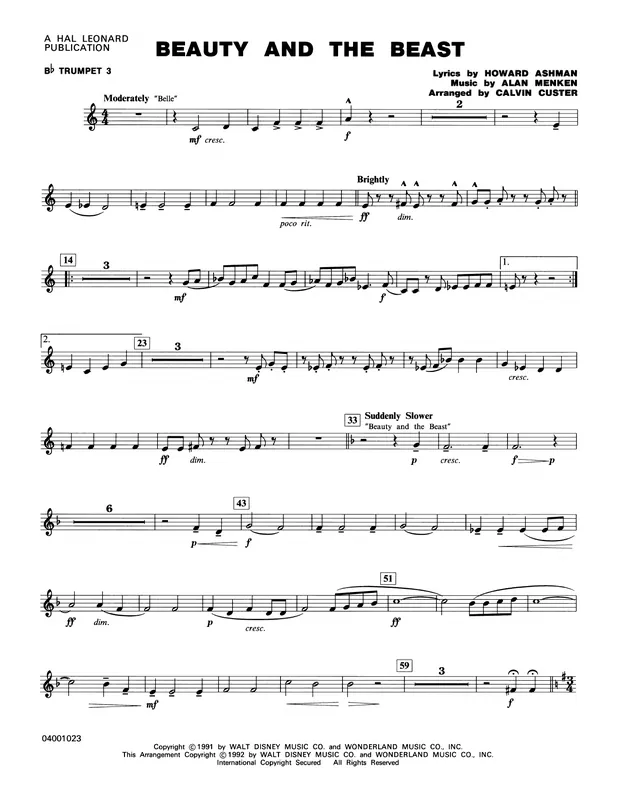 Bezpečná Platba Beauty and the Beast (Medley) - Bb Trumpet 3
